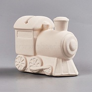 Gypsum Creative Gift, Children DIY Painted Money Box White Embryo, Train, Antique White, 8x4.4x6.9cm(DIY-WH0093-03)