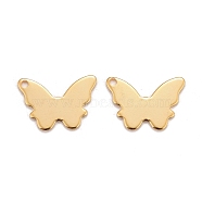 201 Stainless Steel Pendants, Butterfly, Real 24k Gold Plated, 16.5x11x0.8mm, Hole: 1.4mm(X-STAS-K217-85G)
