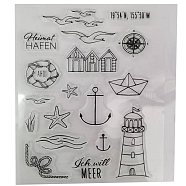 Nautical Theme Plastic Stamps, for DIY Scrapbooking, Photo Album Decorative, Cards Making, Clear, 160x110mm(SCRA-PW0016-007)
