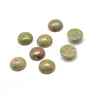 Natural Unakite Gemstone Cabochons, Half Round, 20x6.5mm(G-T020-20mm-18)