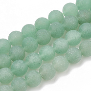 Natural Green Aventurine Beads Strands, Frosted, Round, 10mm, Hole: 1.2mm, about 37~40pcs/strand, 14.9~15.1 inch(38~38.5cm)(G-T106-174)