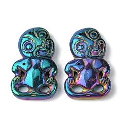 Electroplate Synthetic Non-magnetic Hematite Big Pendants, Monkey, Rainbow Plated, 50~51x31~31.5x7~9mm, Hole: 1.6~1.8mm(G-G113-01F)