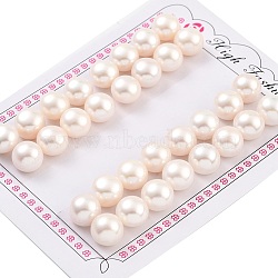 Grade 6A Natural Cultured Freshwater Pearl Beads, Half Drilled, Half Round Beads, White, 10.5~11x8mm, Hole: 1mm(PEAR-N018-6A-10511A)