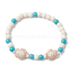 Synthetic Turquoise Beaded Stretch Bracelets for Women Men, Turtle, Dark Cyan, Inner Diameter: 2-1/8 inch(5.5cm)(BJEW-JB11150-01)