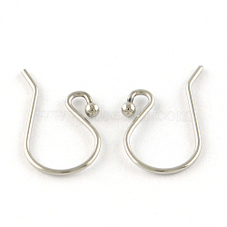 201 Stainless Steel Earring Hooks, Ear Wire, Stainless Steel Color, 15x10x0.6mm, pin: 0.6mm(X-STAS-R063-33)