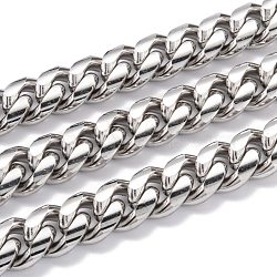 304 Stainless Steel Cuban Link Chain, Unwelded, with Spool, Stainless Steel Color, 15x12x5.5mm, 16.4 Feet(5m)/roll(STAS-B019-02D-P)