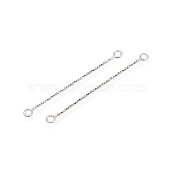 Anti-Tarnish Rhodium Plated 925 Sterling Silver Box Chain Links, Platinum, 40~42mm, Ring: 3x0.5mm, Hole: 1.8mm(STER-N016-06P)