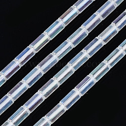 Electroplate Transparent Glass Beads Strands, AB Color Plated, Column, Clear AB, 5x2.5mm, Hole: 0.8mm, about 72~75pcs/strand, 13.98 inch~14.25 inch(35.5~36.2cm)(EGLA-T023-02-F03)