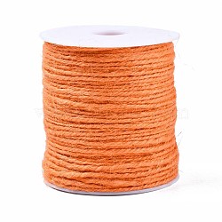 Colored Jute Cord, Jute String, Jute Twine, 3-Ply, for Jewelry Making, Coral, 2mm, about 109.36 yards(100m)/roll(OCOR-R008-2mm-006)