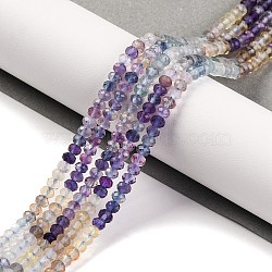 Natural Fluorite Beads Strands, Faceted, Rondelle, 4x3mm, Hole: 0.8mm, about 143pcs/strand, 15.75 inch(40cm)(X-G-F770-D08-03)