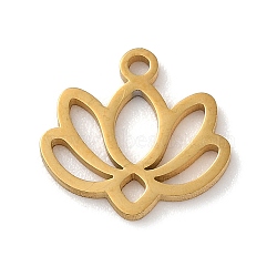 304 Stainless Steel Pendants, Laser Cut, Lotus Flower, Golden, 11x11x1mm, Hole: 1.2mm(X-STAS-P338-02G)
