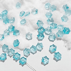 Transparent Glass Beads, Christmas Snowflake, Aqua, 11.5x10.5x7.5mm, Hole: 1mm(X-GLAA-B007-01E)