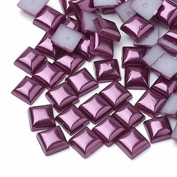 ABS Plastic Imitation Pearl Cabochons, Square, Purple, 6x6x3.5mm, about 5000pcs/bag