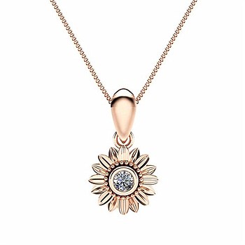Daisy Shape Brass Inlaid Pendants for Women, with Crystal Rhinestone, Rose Gold