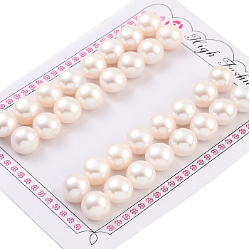 Grade 6A Natural Cultured Freshwater Pearl Beads, Half Drilled, Half Round Beads, White, 10.5~11x8mm, Hole: 1mm