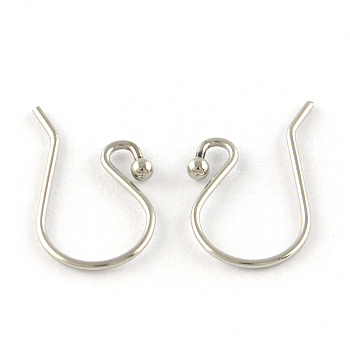 201 Stainless Steel Earring Hooks, Ear Wire, Stainless Steel Color, 15x10x0.6mm, pin: 0.6mm