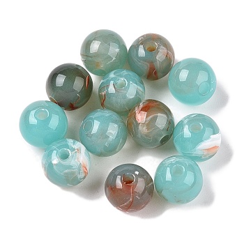 Opaque Acrylic Beads, Round, Medium Turquoise, 9.5mm, Hole: 2mm, about 940pcs/500g