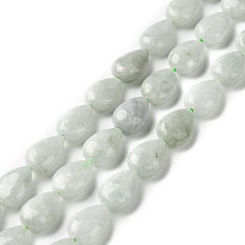 Natural Myanmar Jade/Burmese Jade Beads Strands, Teardrop, 12x8x5.5mm, Hole: 0.8mm, about 34pcs/strand, 15.75 inch(40cm)