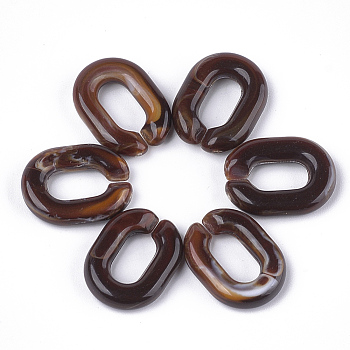 Acrylic Linking Rings, Quick Link Connectors, For Jewelry Chains Making, Imitation Gemstone Style, Oval, Coconut Brown, 19x14.5x4.5mm, Hole: 10x5.5mm, about 620pcs/500g