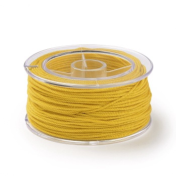 Macrame Cotton Cord, Braided Rope, with Plastic Reel, for Wall Hanging, Crafts, Gift Wrapping, Gold, 1.5mm, about 21.87 Yards(20m)/Roll