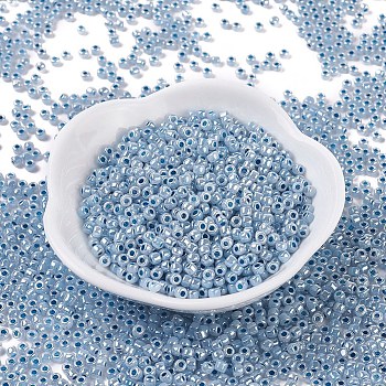 MGB Matsuno Glass Beads, Japanese Seed Beads, 8/0 Ceylon Seed Beads, Glass Round Hole Seed Beads, Sky Blue, 3x2mm, Hole: 1mm, about 622pcs/20g