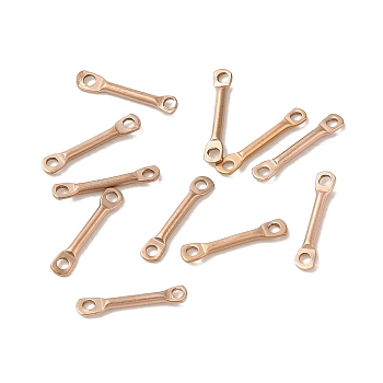 Ion Plating(IP) 304 Stainless Steel Connector Charms, Bar Links, Rose Gold, 10x2x1mm, Hole: 1mm