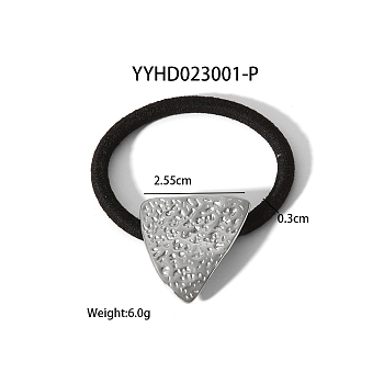 Korean Style Polyester Hair Ties, Triangle Stainless Steel Charms Hair Ties, Platinum, Inner Diameter: 22.5mm