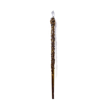 Natural Quartz Crystal Magic Wand, Cosplay Magic Wand, with Plastic Wand, for Witches and Wizards, 330~340mm