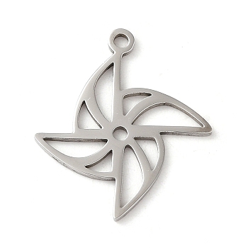 Non-Tarnish 201 Stainless Steel Pendants, Laser Cut, Windmill Charm, Stainless Steel Color, 21.5x19x1mm, Hole: 1.5mm