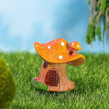 Mushroom House Resin Craft Moss Micro Landscape Decoration, Bonsai Landscaping Small Ornaments, Orange, 34x33mm