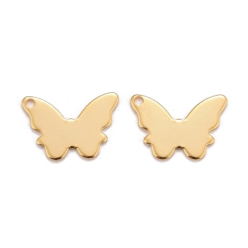 201 Stainless Steel Pendants, Butterfly, Real 24k Gold Plated, 16.5x11x0.8mm, Hole: 1.4mm