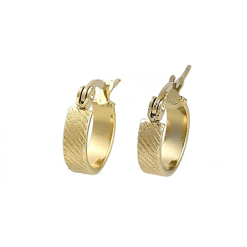 PVD Vacuum Plating 202 Stainless Steel Hoop Earrings, with 304 Stainless Steel Pins, Stripe Ring, Golden, 15x4mm