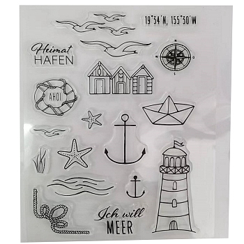 Nautical Theme Plastic Stamps, for DIY Scrapbooking, Photo Album Decorative, Cards Making, Clear, 160x110mm