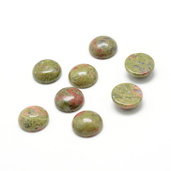 Natural Unakite Gemstone Cabochons, Half Round, 20x6.5mm