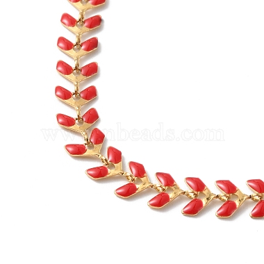 collar de cadena de eslabones de espiga de trigo esmaltada(NJEW-P220-02G-04)-2
