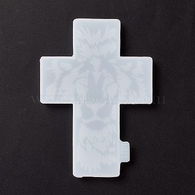 Cross with Lion Pattern Cup Mat Silicone Molds(DIY-M039-08)-4