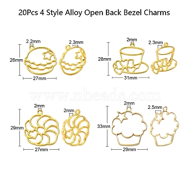 20Pcs 4 Style Alloy Open Back Bezel Pendants(PALLOY-CJ0002-09)-2
