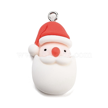 Platinum White Santa Claus Iron+Resin Pendants