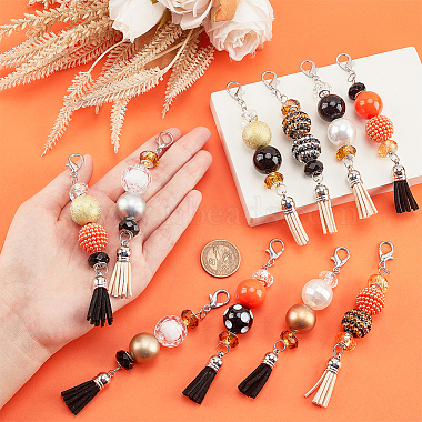 10Pcs 10 Styles Glass & Acrylic & Resin Beaded Pendant Decorations(HJEW-AB00259)-3