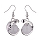Natural Quartz Crystal Chameleon Dangle Earrings with Crystal Rhinestone(EJEW-A092-10P-10)-3