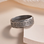 Viking Rune 304 Stainless Steel Finger Rings for Men, Antique Silver, 8mm, Inner Diameter: 18.2mm(WGDF4AB-52)