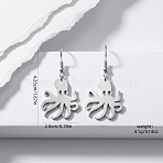 304 Stainless Steel & 201 Stainless Steel Dangle Earrings, Octopus, Stainless Steel Color, 42.5x20mm(WGF625D-01)