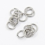 Tarnish Resistant 304 Stainless Steel Open Jump Rings, Saw Cut Round, Stainless Steel Color, 18 Gauge, 7x1mm, Inner Diameter: 5mm, about 1500pcs/bag(STAS-M008-04G)