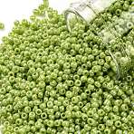 TOHO 11/0 Round Beads, Japanese Seed Beads, (404) Opaque AB Sour Apple, 2.2mm, Hole: 0.8mm, about 5555pcs/50g(SEED-XTR11-0404)