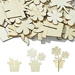 Unfinished Blank Wooden Slices for Painting Arts, Pyrography, Home Decoration, Cornsilk, Flower, 71~130x69~100x2.5mm(WOOD-CJC0011-16C)