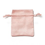 Velvet Cloth Drawstring Bags, Jewelry Bags, Christmas Party Wedding Candy Gift Bags, Rectangle, Light Coral, 10x8cm(TP-G001-01B-04)