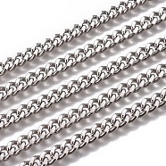 3.28 Feet Handmade 304 Stainless Steel Curb Chains, Twisted Chains, Unwelded, Faceted, Stainless Steel Color, 6x4.7x1.4mm, Wire: 1.4mm(X-STAS-F229-06D-P)