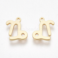 Ion Plating(IP) 304 Stainless Steel Charms, Constellation, Golden, Capricorn, 10x7x1mm, Hole: 0.8mm(STAS-S107-06K)