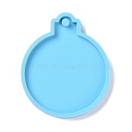 Flat Round Pendant Silicone Molds, Resin Casting Molds, for UV Resin, Epoxy Resin Craft Making, Deep Sky Blue, 82x69x7mm, Hole: 5mm(DIY-K051-19)