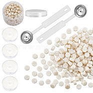 Sealing Wax Particles Kits for Retro Seal Stamp, with Stainless Steel Spoon, Candle, Plastic Empty Containers, Floral White, 307pcs/set(DIY-CP0003-50J)